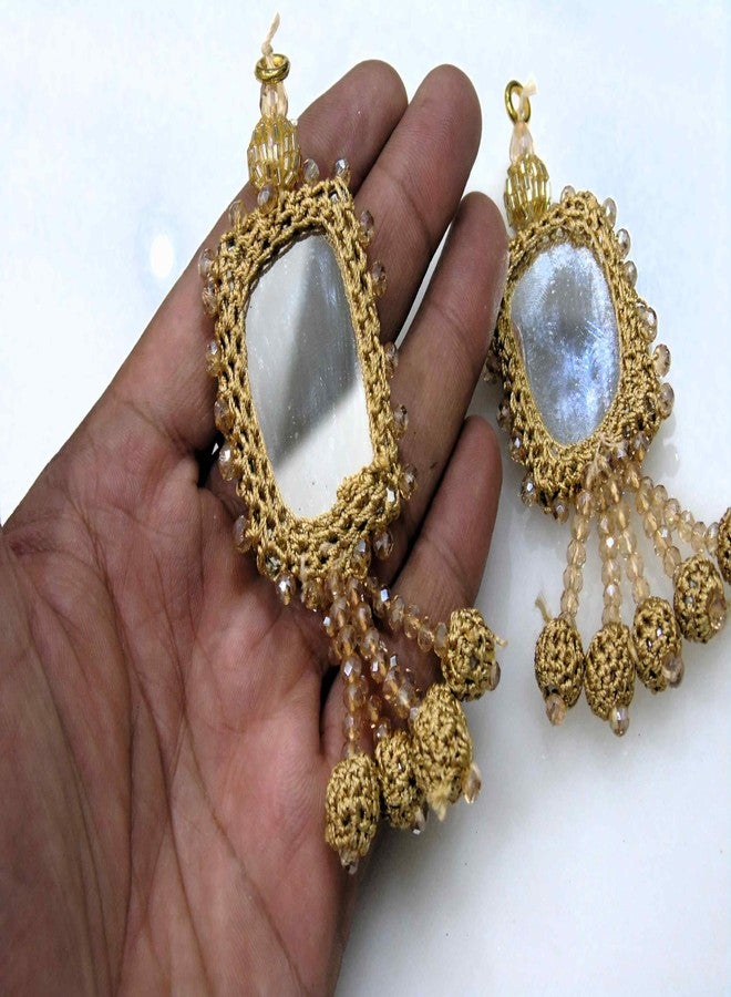 Strala Acrylic Latkan Hanging Tassel Designer for Dress Lehenga Suits Blouses Bags Art and Craft (Pack of 2pcs) Design-27, Gold - Image 1